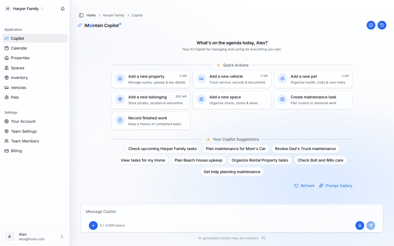iMaintain.ai dashboard (light theme)